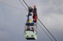 Koelner Seilbahn Gondel blieb haengen Koeln Linksrheinisch P607